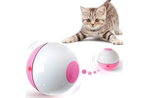 IOKHEIRA Interactive Cat Toys Ball (4th Gen) Wicked Ball for Indoor Cats Adult, Auto 360° Self-Rotating & USB Rechargeable with LED Red Light Toy for Cat Kitten (Fuchsiapink/White)