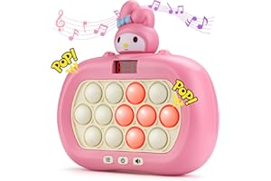 Aolcev Pop Game Sensory Fidget Toys Light Up Quick Push Pop Game with LED Screen Poppet Game for Kids 3-12 Handheld Puzzle Game Sensory Toys Breakthrough Puzzle Machine Push Bubble Stress Toy(Rabbits)