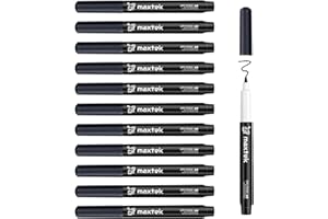 ‎MAXTEK maxtek 0,7 mm Whiteboard Stifte, 12 Schwarz Whiteboard Marker Dünn, Trockenwischer Folienstift Abwischbar, Folienstift Non Permanent mit Ultra Feiner Spitze