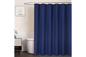 LinTimes Navy Blue Shower Curtain, 190 GSM Heavy Duty Thick Hotel, luksusowa poliestrowa zasłona prysznicowa do łazienki, granatowa, 180 x 200 cm