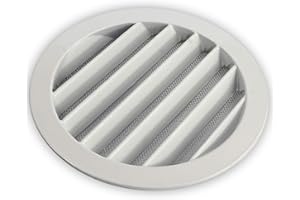 DUTCH ENVIRONMENT CORPORATION DEC Rejilla de Ventilación Exterior de Aluminio para Extractor de baño, Cocina, Garaje, Pared | Rejilla Redonda con mosquitera metálica, Color Resistente a Rayos UV (Blanco, 150mm)