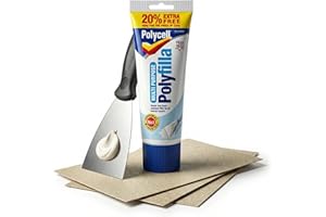 Polyfilla Ready Mixed Filler Bundle – Multi Purpose White Wall & Wood Filler Kit for Holes, Cracks & Repairs – Quick Drying Interior Filler with 3” Scraper & Hulthor Sandpaper – Smooth Finish