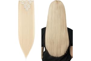 Silk-co 26" Hairpiece Extension 8pcs Long Straight Clip in Hair Extensions Hair Pieces [Bleach Blond] 100% Synthetic For Full Head
