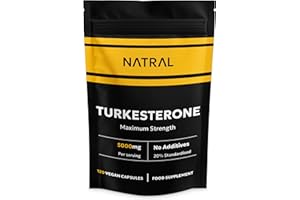 NATRAL Turkesterone Supplement 5000mg - 120 Caps High Strength - Standardized to 20% Ajuga Turkestanica Extract - for Muscle and Strength - Pure Extract No Additives Or Filler