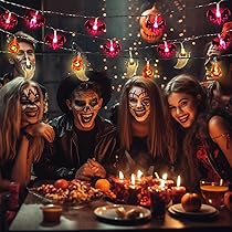 Lumières D'Halloween, 5 M 20 LED 3D Citrouille Chauve-souris Fantôme