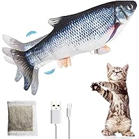 Katzenspielzeug Elektrisch Fischs,Interaktive Simulation Waschbares Plüsch Katzenminze Fischspielzeug,Kauspielzeug für…