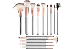 NESTLING Juego de brochas de maquillaje profesional para mujer, 18 brochas cosméticas, kit de brochas de maquillaje para corrector, base, rubor, resaltado, polvo suelto y todos los demás polvos de maquillaje