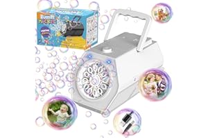 Bombble Portable Automatic Bubble Machine, Professional Bubble Maker 10000+ Bubbles per Minute with 240ML bubble solution Electric Bubble Toy for Children, Wedding, Birthday, Christmas Party (White)