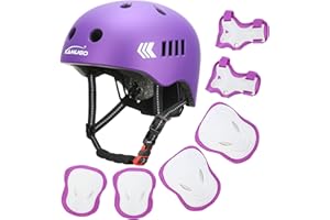KAMUGO Casque Velo Enfant Ensemble, Casque pour Enfants pour garçons et Filles de 2 à 8 Ans, avec Un Ensemble d'équipement de Protection, Convient aux Scooters vélos Patins à roulettes