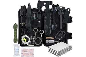 VEUWOLM Kit de Supervivencia, 18 en 1 Equipo de Supervivencia, Profecional Multifuncional Kits Tácticos, Al Aire Libre Supervivencia de Bolsa de Herramientas para Que Viajan Hacen Senderismo Montañismo