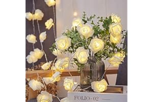 ZVO Guirlande Lumineuse à LED - Roses, 3 m Guirlande Lumineuse Fleur Piles avec 20 LED, Guirlande de Fleurs à suspendre pour Mariage, Chambre à coucher, Décoration de Noël (blanc)