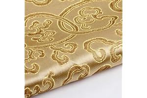 YM YOUMU Tela China de Satén Brocade Bordado de Flor DIY, Vendido por Metro (Oro Ligero)