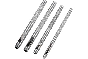Senshuomy 4-Piece Leather Hole Punch Tool Set - Oval & Round Hollow Punches (2.5-4.0mm) for Leathercraft, Watch Straps, Belts and Gaskets