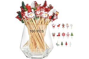 ‎ALINK ALINK 100PCS Weihnachten Cocktail Picks, 12cm Weihnachten Lebensmittel Picks Weihnachten Party Picks Weihnachten Zahnstocher für Cocktail-Vorspeisen Urlaub Party Dessert