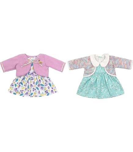 Vêtements Pour Poupées 35-43 Cm - Lot De 4 Robes Rayées Roses - Coton Doux - Bande Adhésive Au Dos - Cadeau Fille - 7
