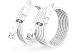 BSTOEM Cable USB C Charge Rapide 3A, [1m+2m/Lot de 2] Câble USB vers USB C, Cable Chargeur Type C pour iPhone 17 16 15 /Air/Plus/Pro Max, pour Samsung Galaxy S22/S21/S20/S10, pour Google Pixel, pour Xiaomi