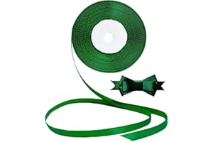 YOMIRO Creative Nastro Raso, Nastri Natalizi, Nastrino per Bomboniere, Nastro per Pacchi Regalo, Decorazioni Natalizie, Decorazioni per Feste, Matrimoni, Compleanni, Natalizi (22m x 10mm, Verde)