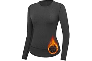 Gyabnw T-Shirt Thermique Femme Col Rond Chauds sous Vetement Thermique Coton Manches Longues Haut sous Vêtements Pull T-Shirt Hiver Automne