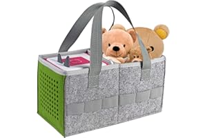GSENHUI Tasche für Toniebox Starterset Kann 30-40 Figuren Aufnehmen, Hohe Kapazität Tragetasche mit Griff für Toniebox, Toniebox Zubehör Filzhandtasche Schutzhülle. (Grün)