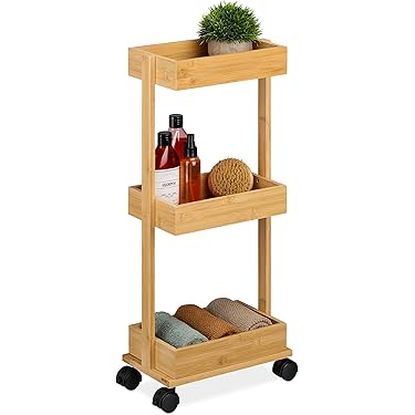 keukentrolley op wieltjes 3 vakken 78 x 21,5 63 cm badkamer trolley