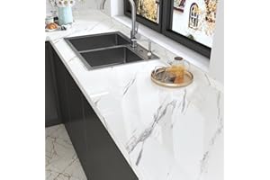 HotDecor Carta Da Parati Effetto Marmo Bianca Carta Adesiva Lucida Per Mobili Cucina Carta Da Parati Adesiva Muro Rivestimento Adesivo Per Mobili Carta Da Parati Moderna Per Tavolo Armadio 40 x 200cm