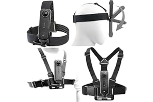 HIGATFUL Pettorina di montaggio pettorale Chesty Vest Head Mount Strap Kit per Insta 360 X4 X3 X2 X ACE Pro ONE RS R GO 2 3, compatibile con GoPro Hero 12 11 10 9 8 7 6 5 4 3+ Max, DJI Osmo Action 4 3 2