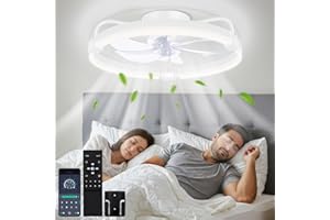 OUTON 50cm Ceiling Fans with Lights and Remote, 6 Speeds Reversible, Dimmable 3000K-6000K, Timing & Memory, LED Ceiling Fan Light, Quiet Fan Lights Ceiling for Bedroom Living Room Dining Room, White