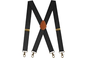 Kaket Men Braces with 4 Hook-Clips, Vintage Braces for Men Heavy Duty, X Shape Braces for Trousers Adjustable Elastic
