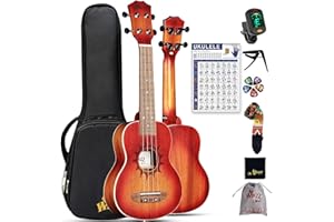Winzz Ukelele soprano de 21 pulgadas para niños principiantes y adultos principiantes, madera de caoba, regalos únicos (cuerdas de carbono, mate Sunburst)