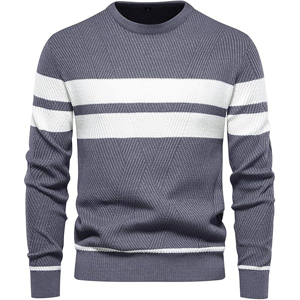Pull Pour Homme Pull Col Rond Genfien Homme - Pull En Maille Uni Basique | Chandail Homme Slim Fit Manches Longues Pull Basique Slim Fit