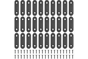 AIOUHMYM 30 Pcs Plaques d'assemblage Plates, Connecteurs Plats, Pattes d'assemblage Perforée Plates de Métallique, Plaque Perforée, Équerre de Fixation en Acier Inox, Plaques de Raccord (Noir 50x16mm)