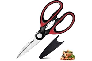 QZLSAYSL Forbici Da Cucina Universali Con Coperchio Protettivo Per L'uso Quotidiano, Forbici In Acciaio Inox Lavabili In Lavastoviglie Con Impugnatura Confortevole Nero（2 cm di spessore）