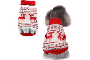 BOTEWO Sweter dla psa Boże Narodzenie pies sweter ciepłe ubranie szczeniaki koty sweter typ płaszcz zimowy (rozmiar L, czerwony)