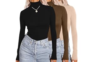 Ekouaer sous Vetement Thermique Femme Haut Thermique col Roulé T Shirt Thermique 3pcs, S-XXL