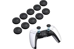 NEWDERY Joystick-ersättningsgrepplock för PS5/PS4-kontroll | Silikon tumgreppslock, halkfri design, kompatibel med PS5/PS4-kontroll, svart, 10-pack