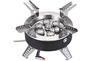 Bulin hornillo Gas para Camping con Encendido piezoeléctrico, hornillo Plegable con protección contra el Viento, Quemador de Gas para Camping, Senderismo, Trekking, Picnic y excursiones al Aire Libre