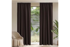 PONY DANCE Tenda Oscurante Tende Soggiorno - Tende Oscuranti per Interni Tenda Termica con Fettuccia per Camera da Letto 2 Pezzi 140x245 CM, Marrone