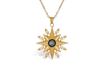 JewelryWe Men Retro Religious Faith Sun God Apollo Compass Pendant Stainless SteelNecklace