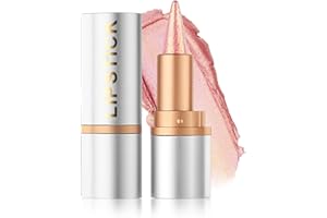 LESTPOLA Crayon a Levre Pailleté, Rose Doré Nourishing Rouge à Lèvres Longue Tenue, Effet Paillettes Métalliques, Waterproof Lip Liner & Lipstick 2-in-1, Crayon Levre Sans Transfert Très Pigmenté pour Femme-01