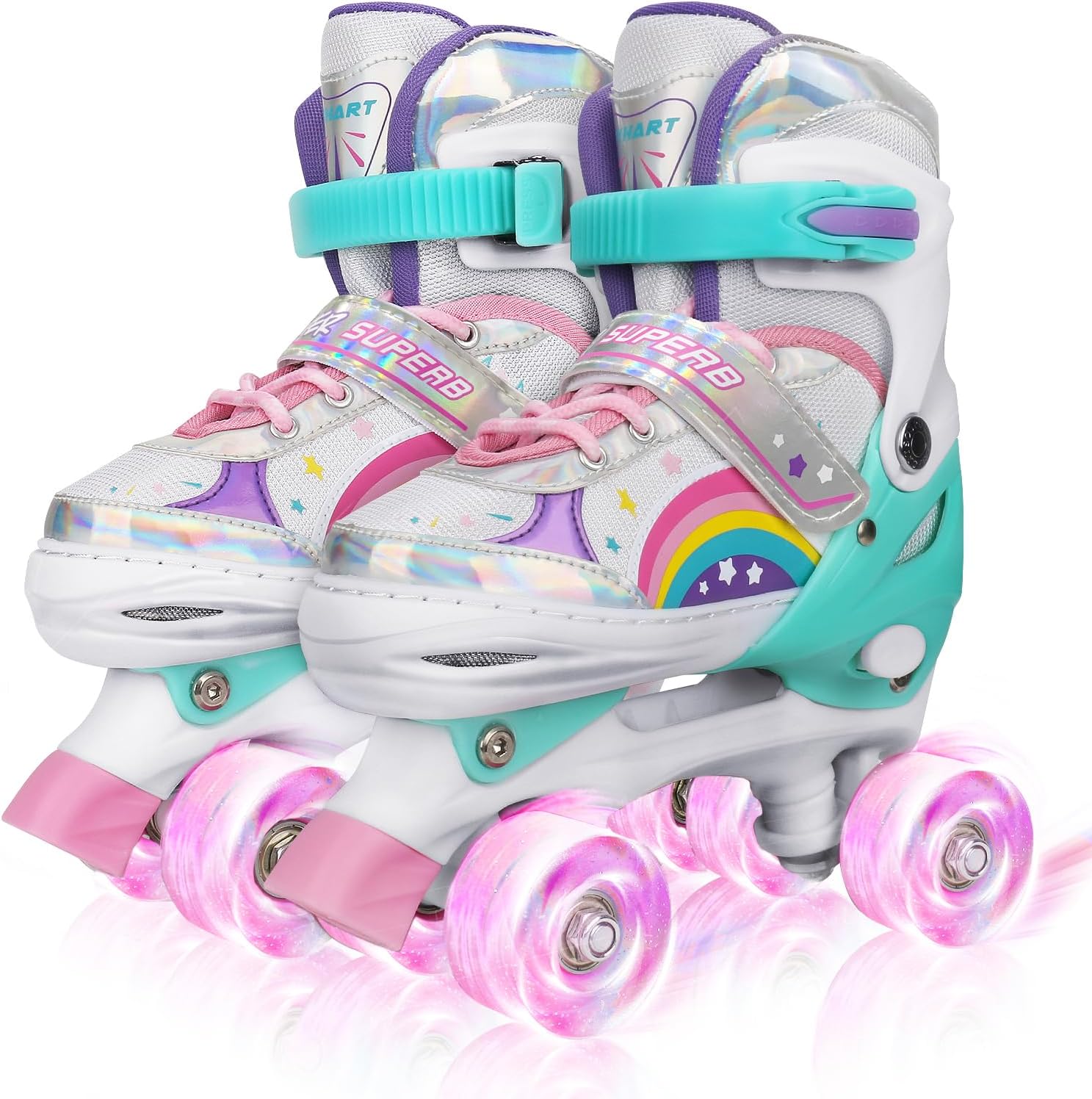 Patines 4 Ruedas Niñas y Niños Patines Linea con Todas Las Ruedas iluminadas, Patines en línea para niños para Uso en Interiores y Exteriores