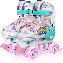 Patins à Roulettes Fille Sulifeel Rainbow Licorne Réglables Taille S 10-13