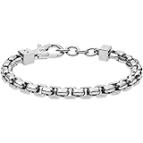 Armani Exchange Bracciale da Uomo in Acciaio Inossidabile con Chiusura a Moschettone
