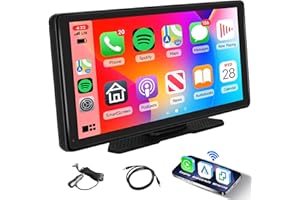 RIMOODY 10.36 Inch Portable Car Stereo Wireless Carplay Screen Android Auto Touch Screen Portable Car Radio with Bluetooth, Airplay,Android Cast,FM Transmitter, Voice Control, Real-time Navi, AUX