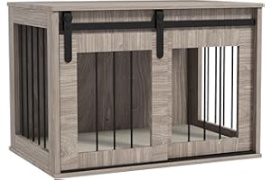 PawHut Dog Crate Furniture, Dog House Furniture Style for Medium Breeds, Pet Kennel with Removable Cushion for Indoor Use, 80 x 54 x 57cm, Brown