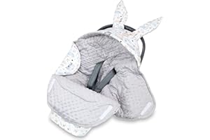 Totsy Baby Nid d'ange Couverture Bebe 90x90 cm - Chanceliere Siege Auto ou enveloppante bébé Poussette Cosy Lavable nid d Ange pour Naissance Enfant Minky Chouette Gris Clair
