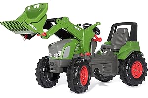Rolly Toys Trattore a pedale rollyFarmtrac Premium Fendt Vario 939 con caricatore frontale rollyTrac (veicolo a pedale per bambini dai 3 anni in su, con pneumatici silenziosi) 710263, verde/grigio