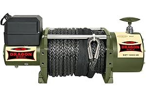 Dragon Winch Treuil électrique Truck 16000 lbs 7257 kg, 12V avec câble synthétique 21m pour les véhicules industriels, les véhicules pompiers et les camions avec télécommande sans fil + accessoires