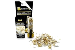 24K Edible Gold Flakes mixed with Edible Silver Flakes - 120mg Bottle | 2 Tones Mix & Twist Series | GoldleafKing | All in one Solution Arts Decoration Food Cake