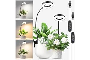 AICHARYNIC Lot de 2 lampes LED à spectre complet pour plantes d'intérieur - 3 couleurs - Avec col de cygne à 360 ° - Minuterie 6/12/16H - 5 niveaux de luminosité - Pour plantes d'intérieur