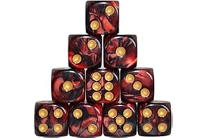 StarMall 10-Pack 16mm D6 Polyhedral Dice Set 6-sided Acrylic Die for RPG MTG DND Dice Table Board Games (Black-Red)